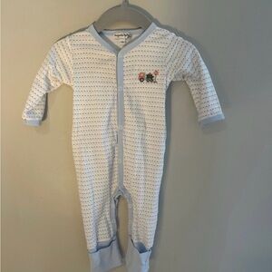 Magnolia Baby Light Blue and White Striped Footie